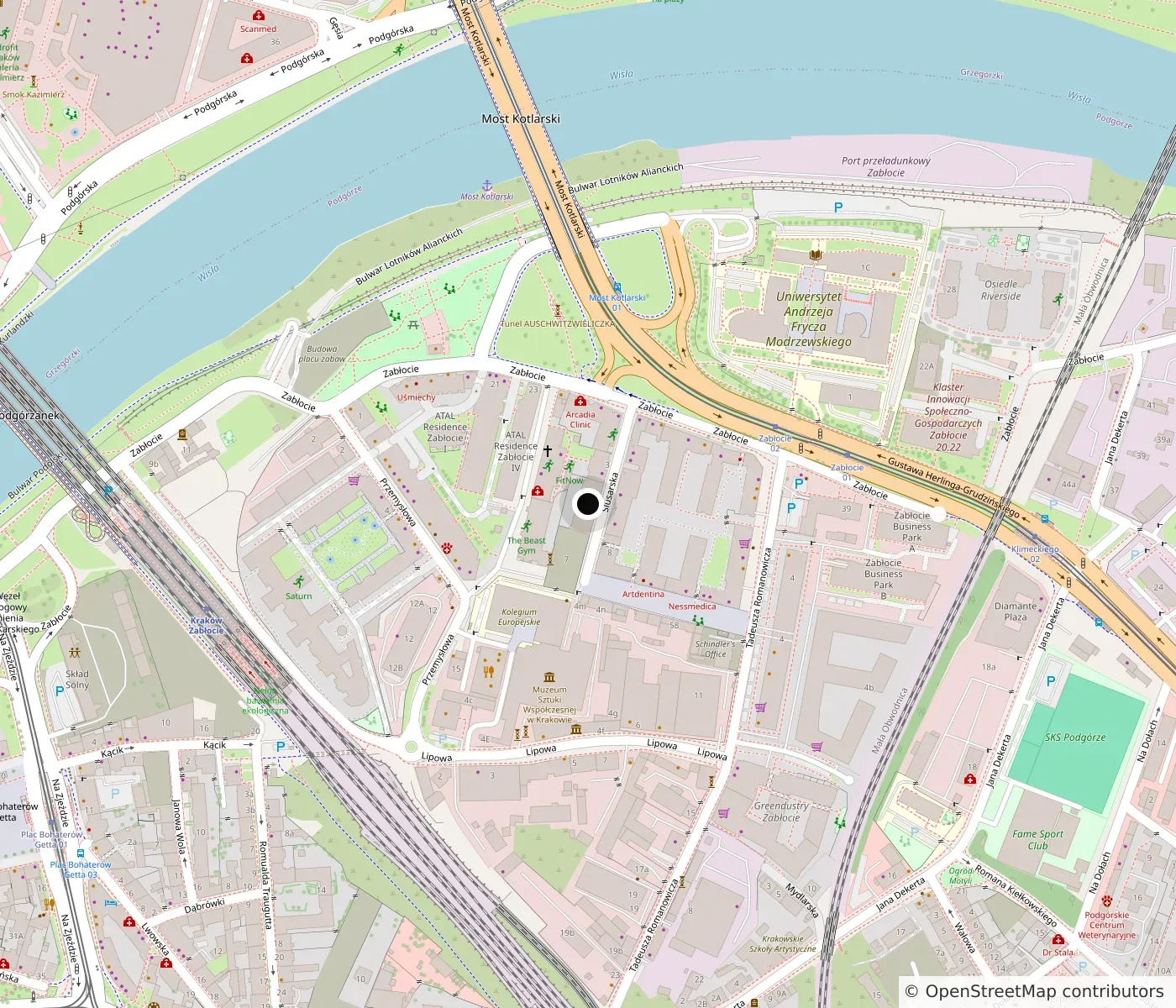 Mapa okolicy Zabłocie z zaznaczoną lokalizacją salonu